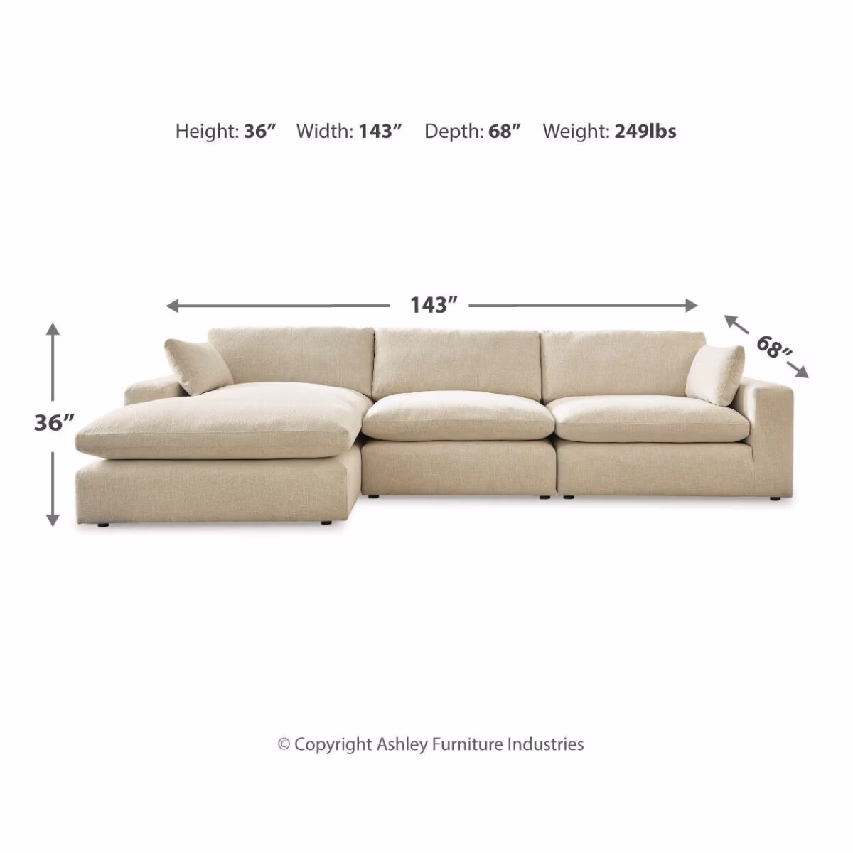 Elyza 3-Piece Sectional with Chaise - Image 4