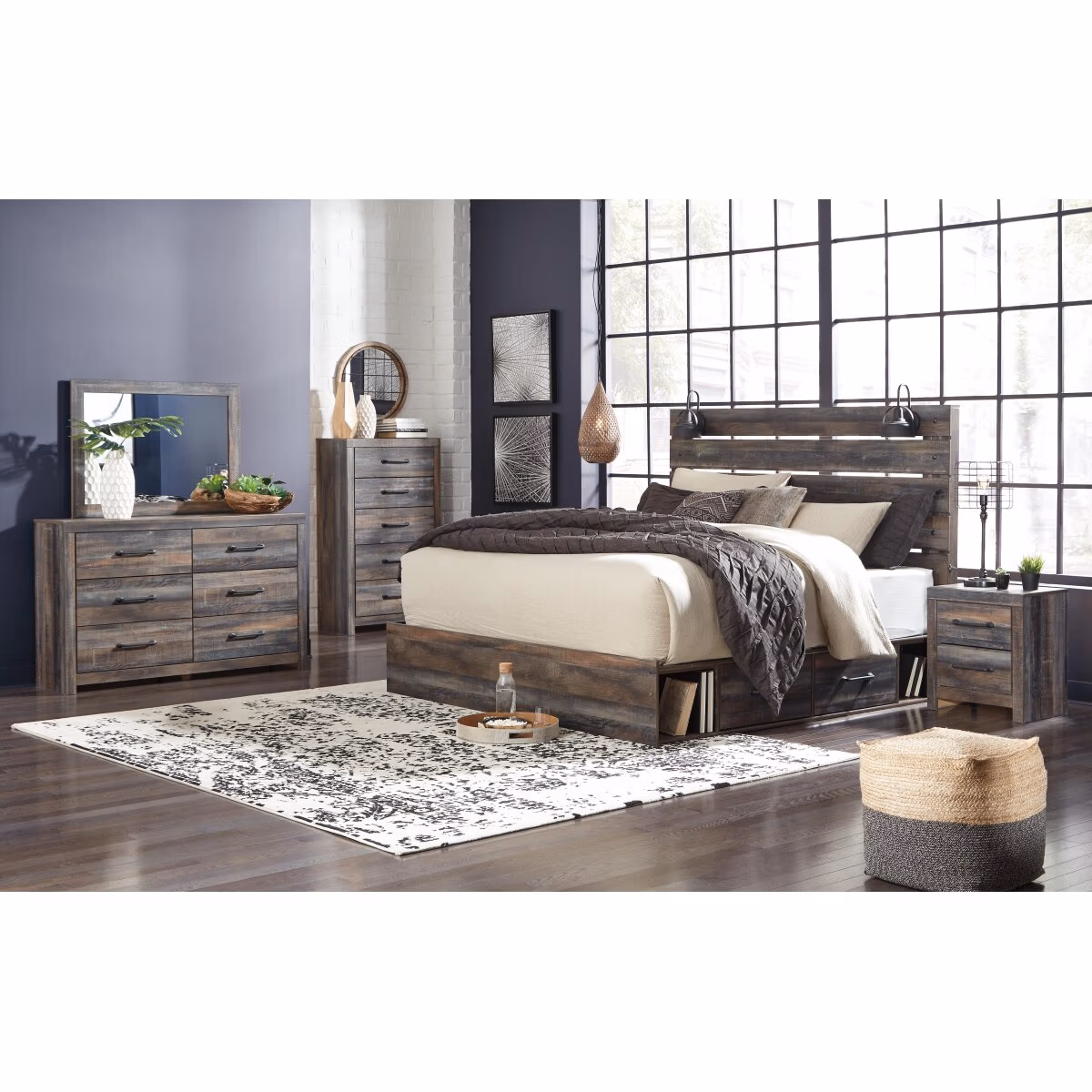 Drystan King Panel Bed, Dresser, Mirror and 2 Nightstands - Image 15