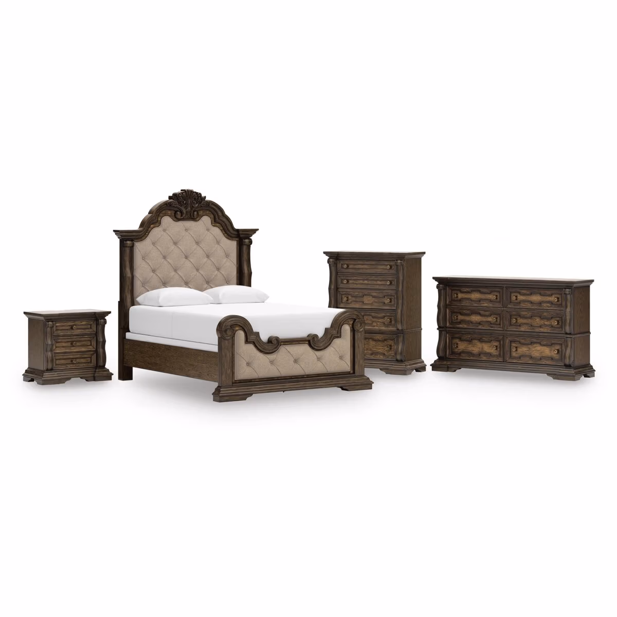 Maylee Queen Upholstered Bed, Dresser, Chest and Nightstand - Image 2