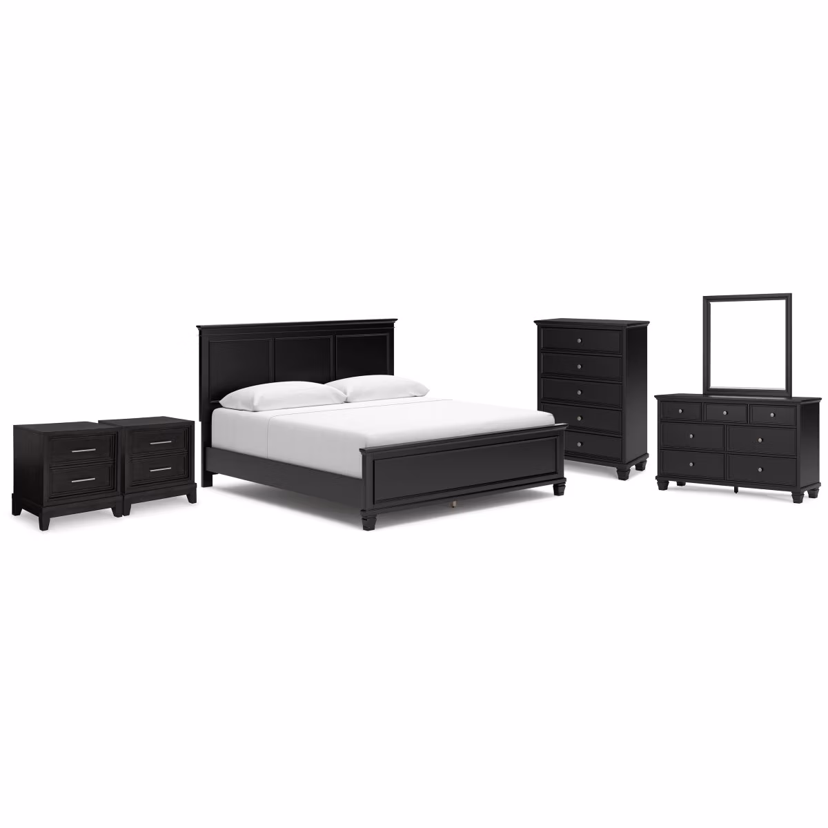 Lanolee King Panel Bed, Dresser, Mirror, Chest and 2 Nightstands - Image 2