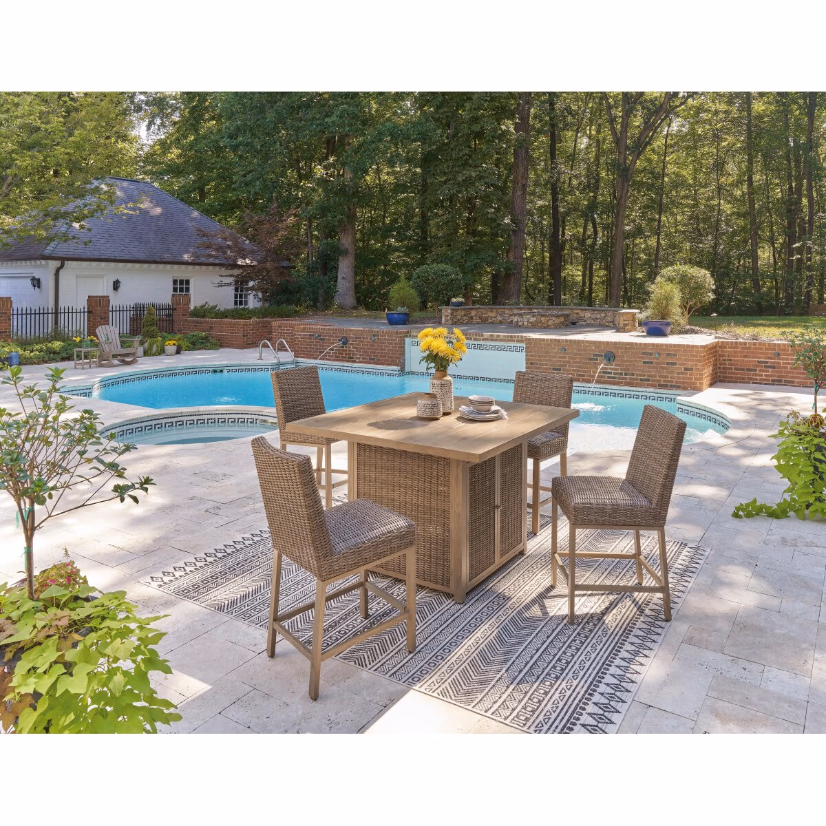 Walton Bridge Outdoor Bar Table and 4 Barstools - Image 14