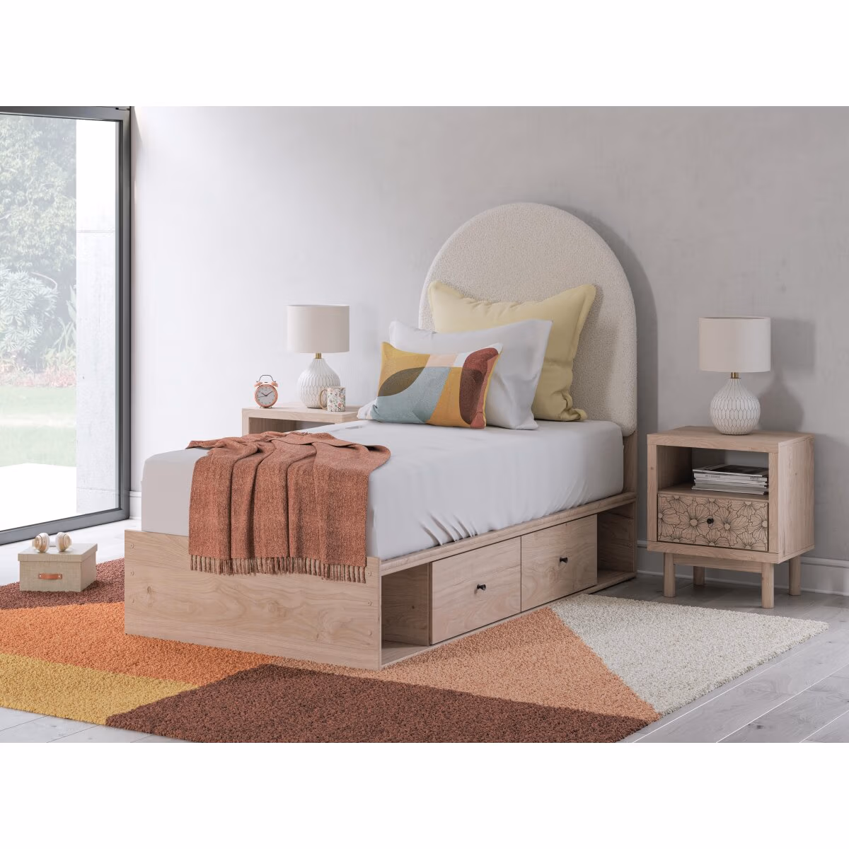 Arloster Twin Upholstered Panel Bed with Storage - Image 3