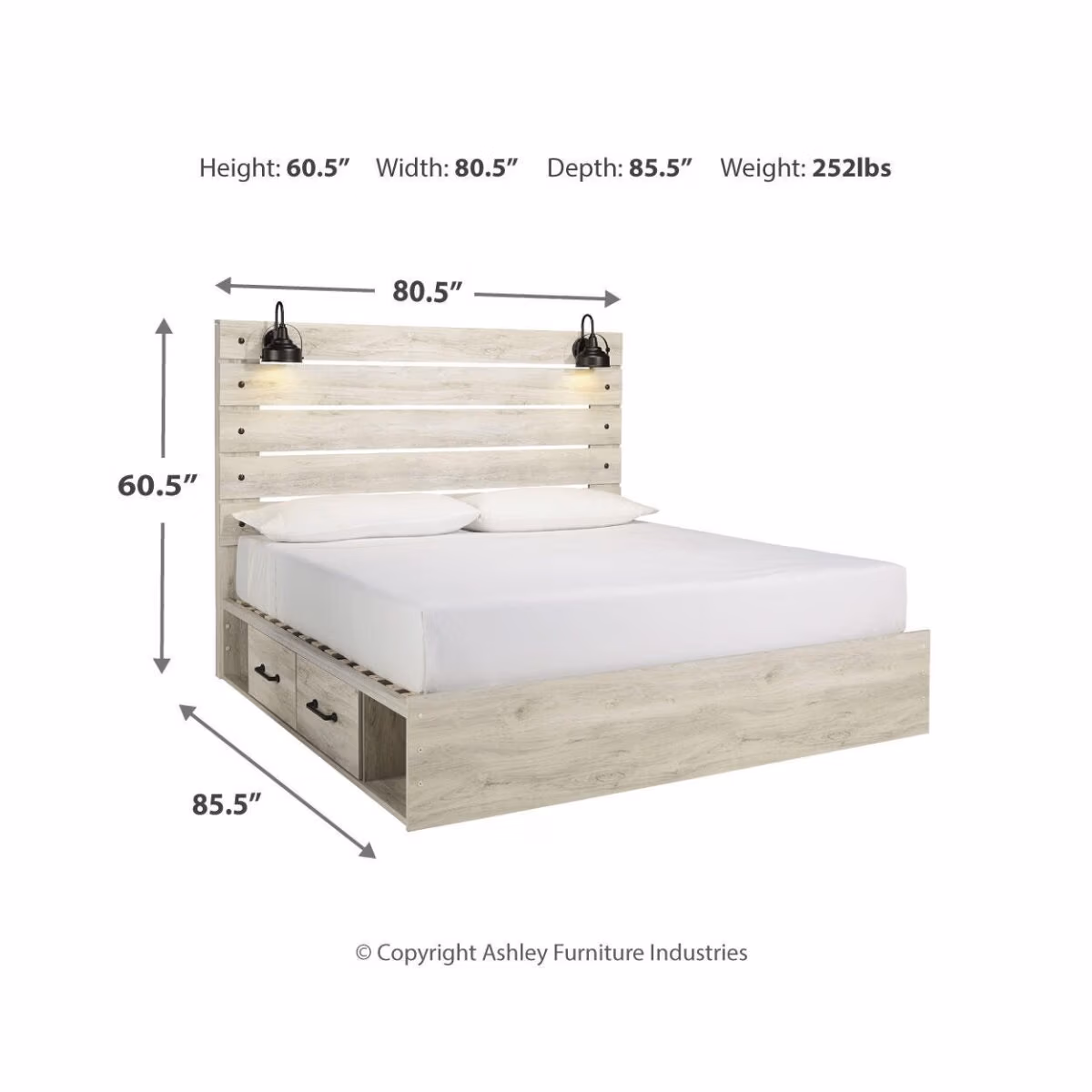 Cambeck King Panel Bed with 2 Storage Drawers - Image 5