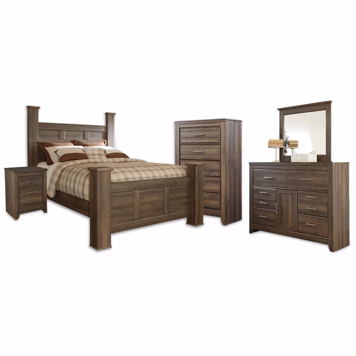 Juararo Queen Poster Bed, Dresser, Mirror, Chest and Nightstand - Image 2