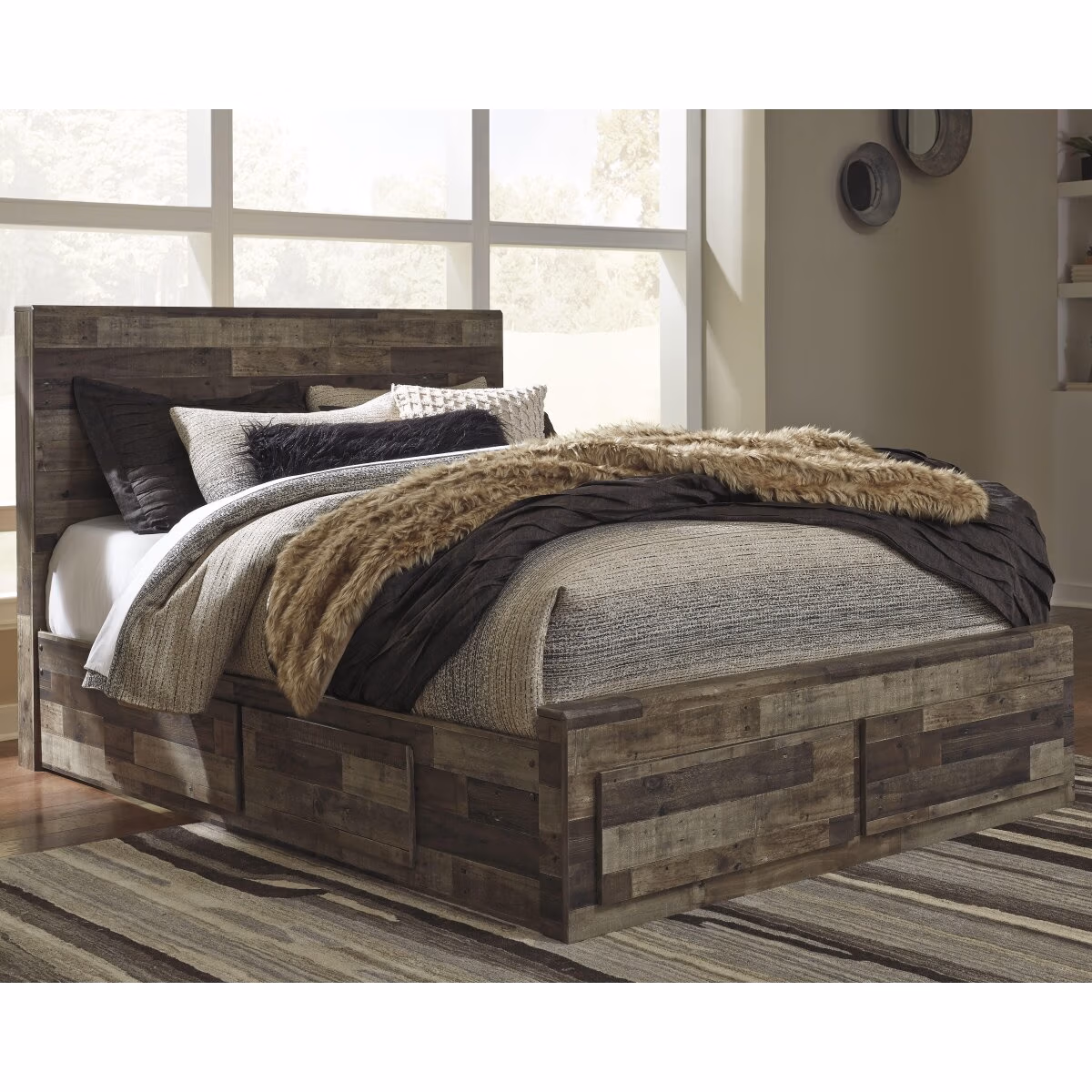 Derekson Queen Panel Bed with 4 Storage Drawers - Image 3