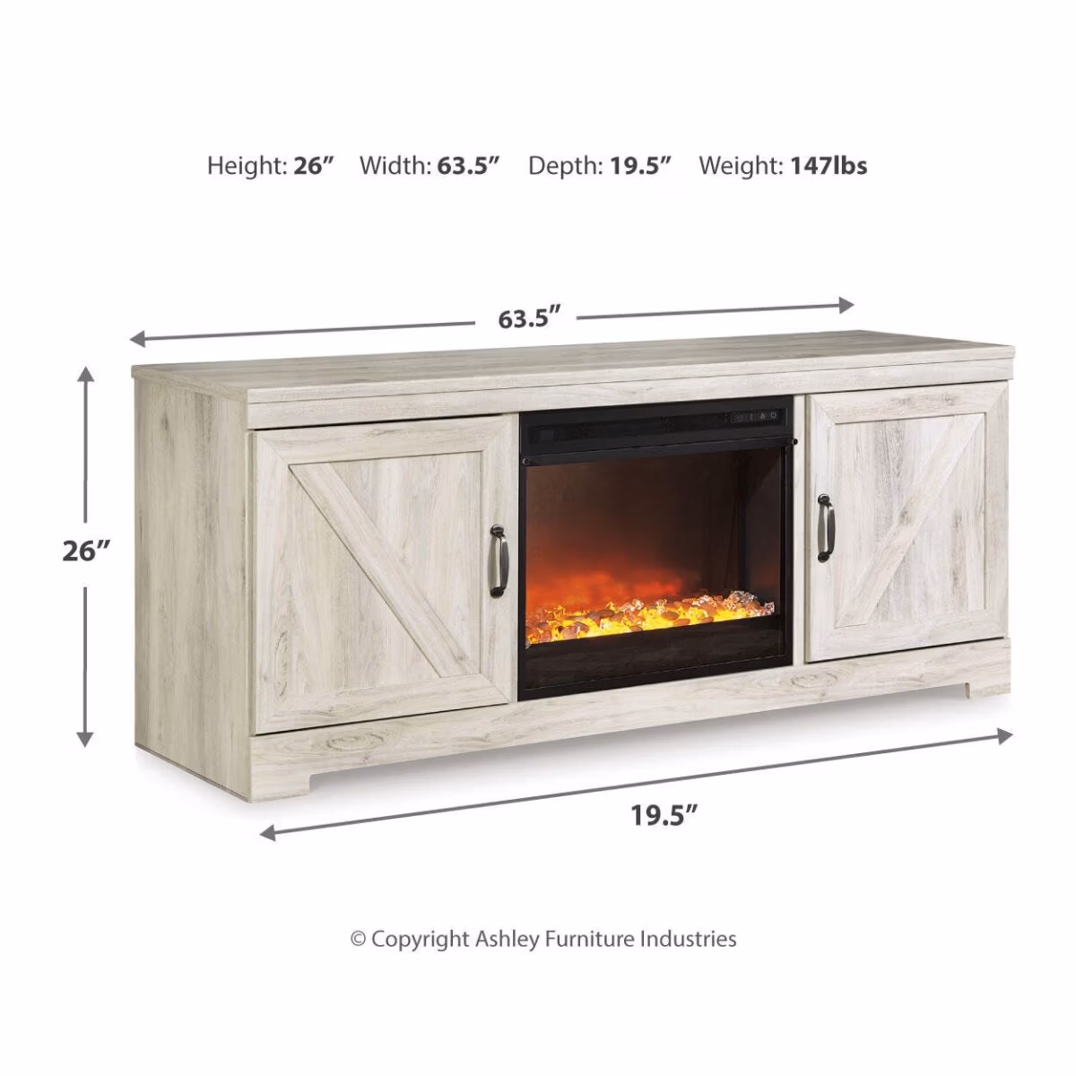 Bellaby 63" TV Stand with Fireplace - Image 5