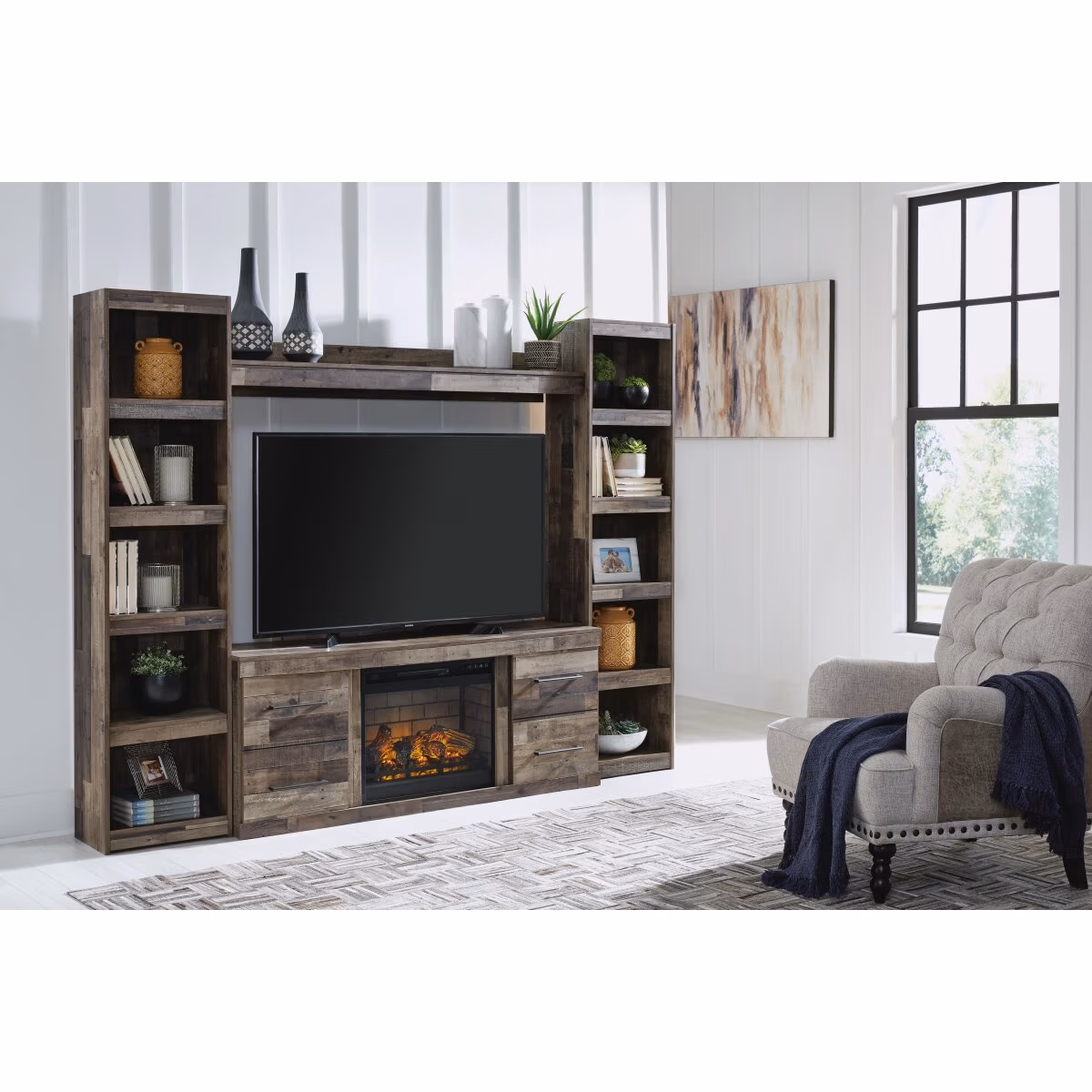 Derekson 4-Piece Entertainment Center with Electric Fireplace - Image 3