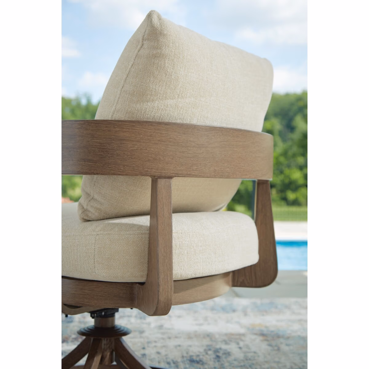 Serene Bay Outdoor Swivel Dining Chair with Cushion (Set of 2) - Image 9