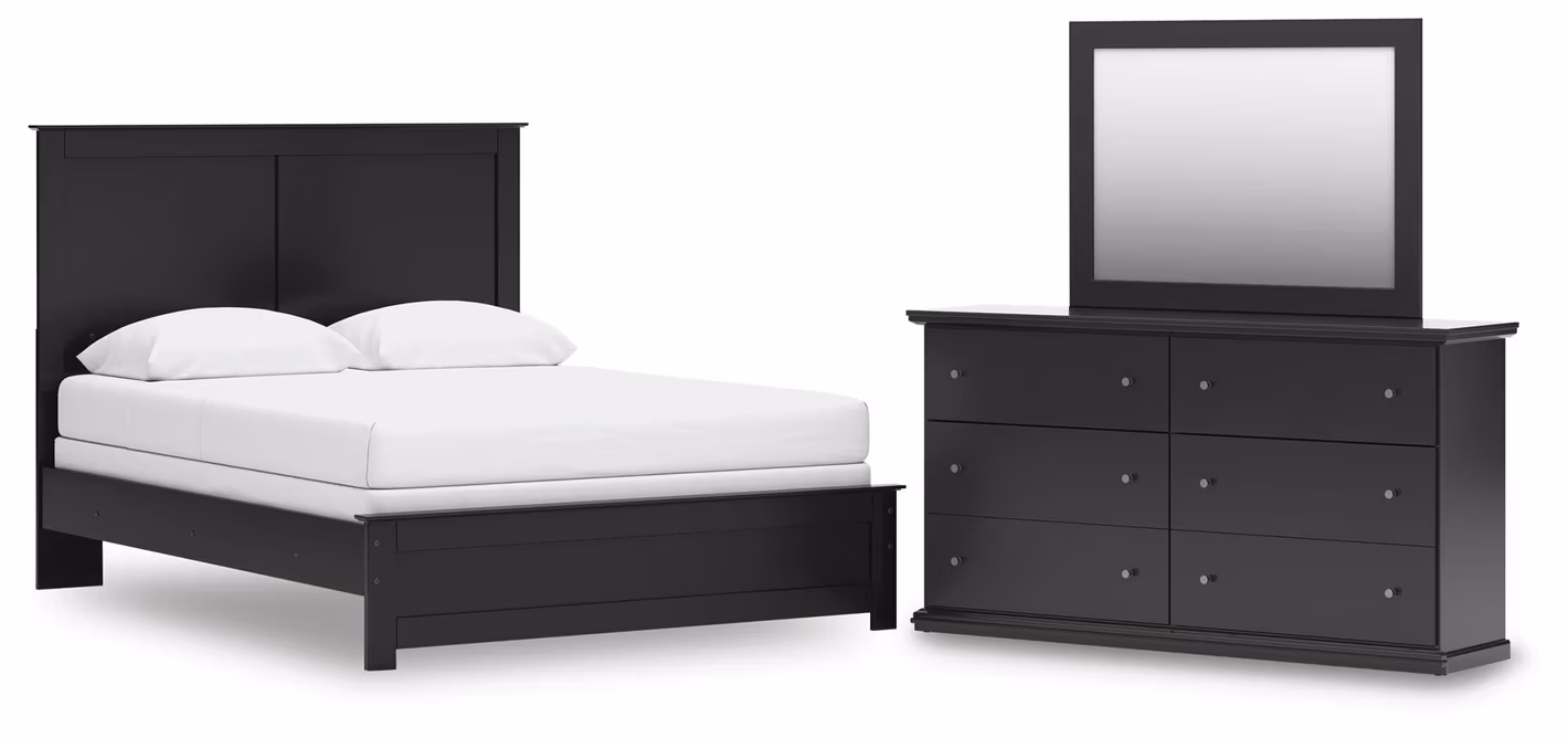 Maribel Queen Panel Bed with Dresser and Mirror