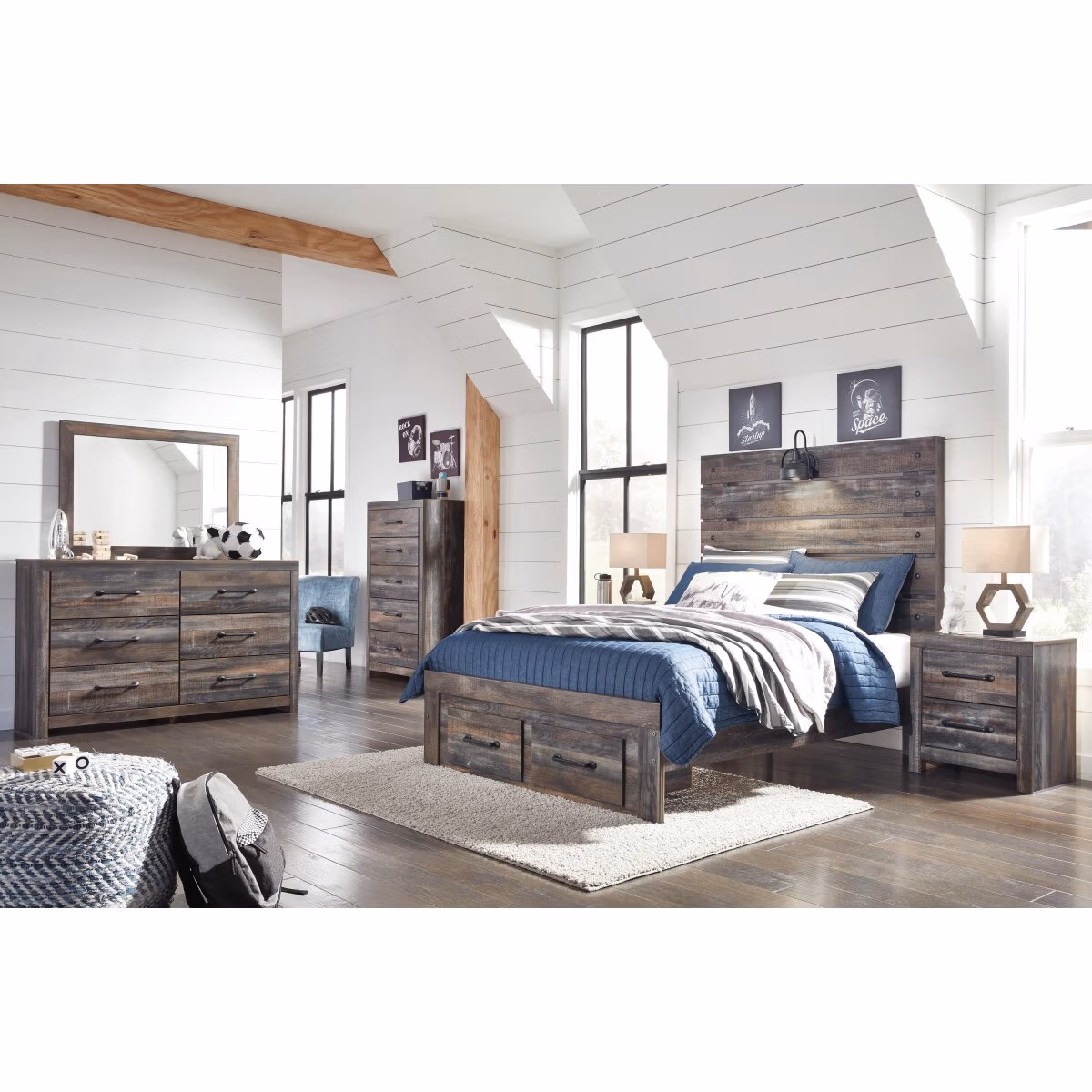 Drystan Full Panel Bed with 2 Storage Drawers - Image 6