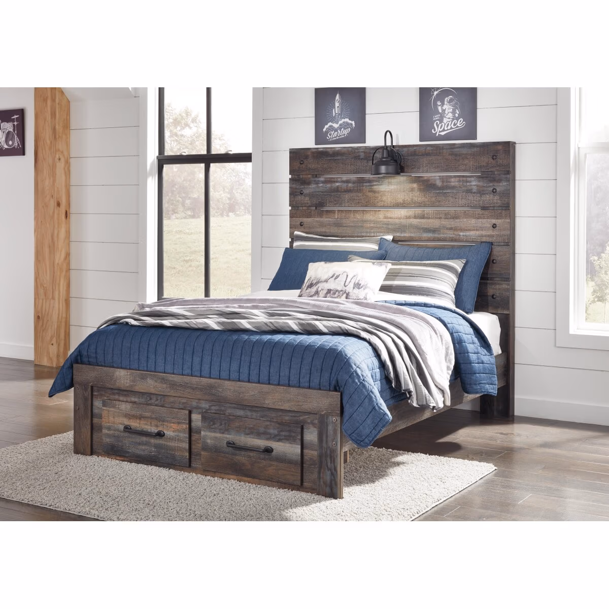 Drystan Full Panel Bed with 2 Storage Drawers - Image 5