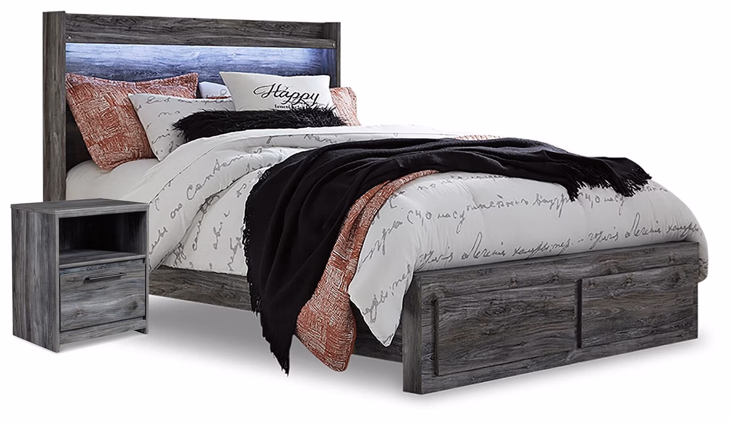 Baystorm Queen Panel Storage Bed and Nightstand