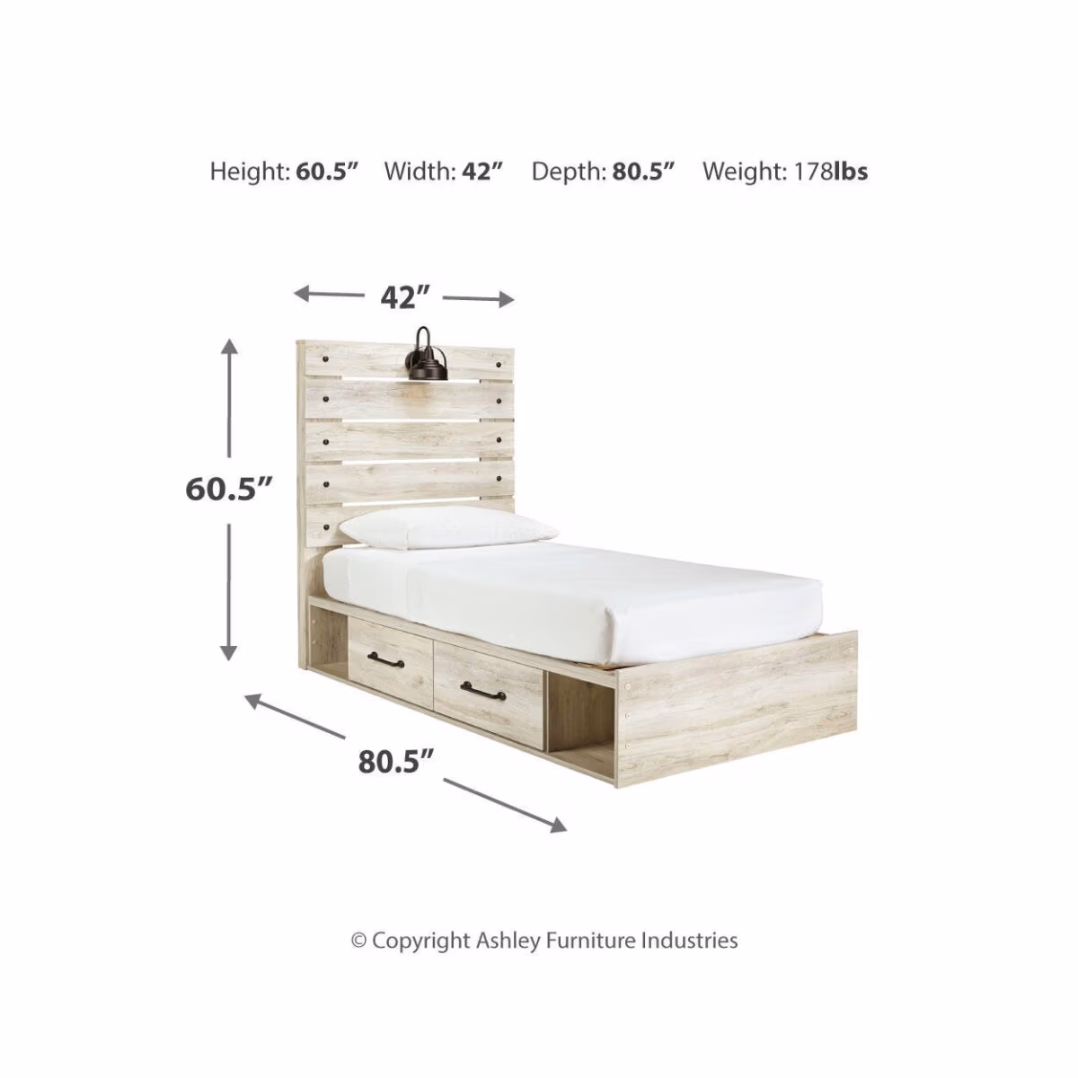 Cambeck Twin Panel Bed with 2 Storage Drawers - Image 5