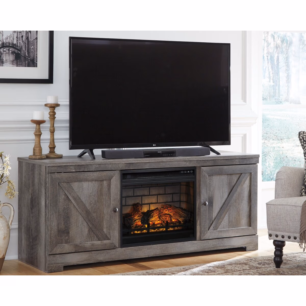 Wynnlow 63" TV Stand with Electric Fireplace - Image 3