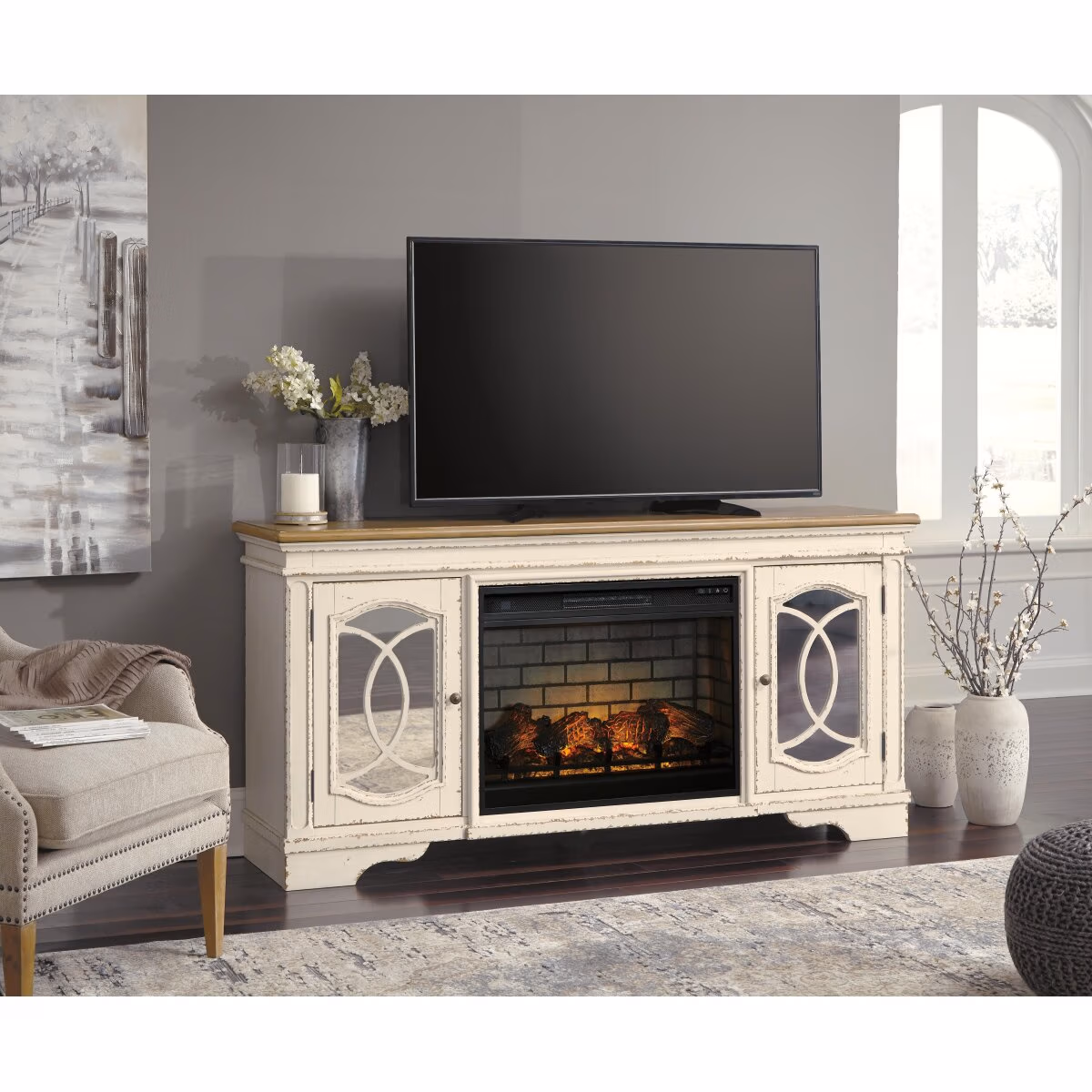 Realyn 74" TV Stand with Electric Fireplace - Image 3