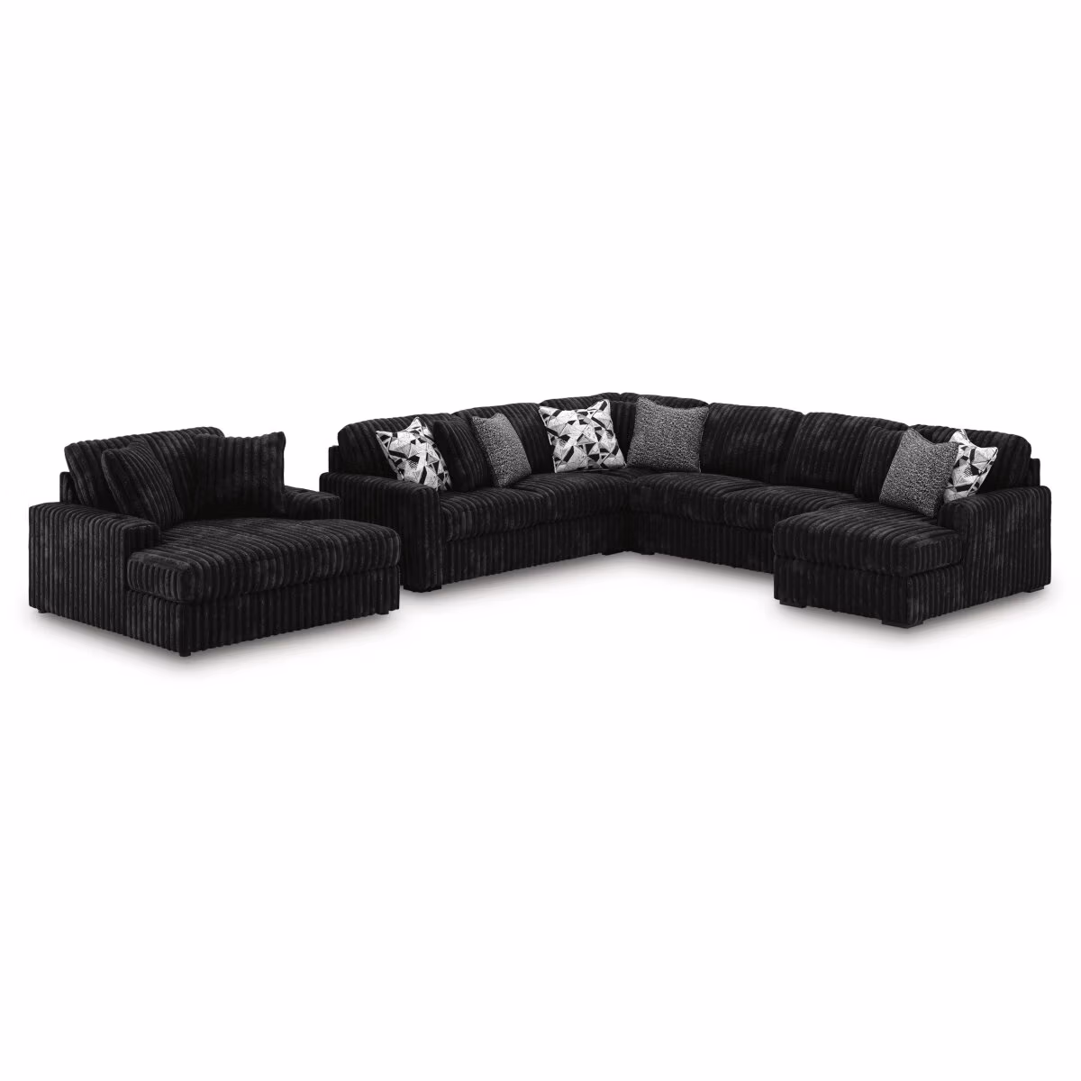 Midnight-Madness 4-Piece Sectional and Oversized Chaise - Image 2