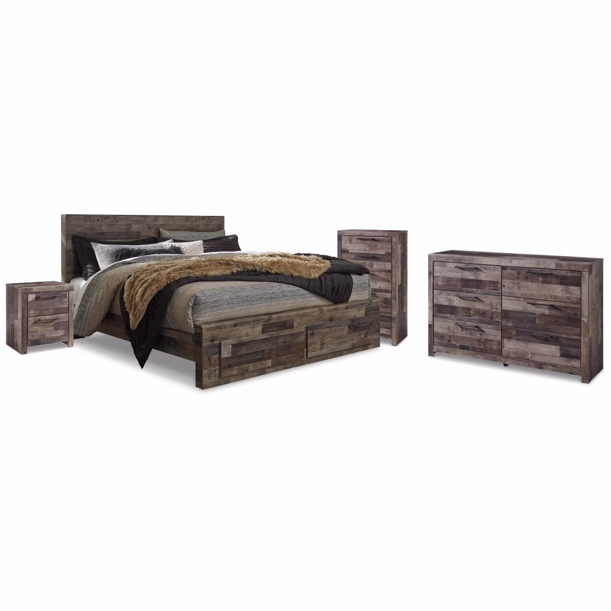 Derekson King Panel Bed, Dresser, Chest and Nightstand - Image 2
