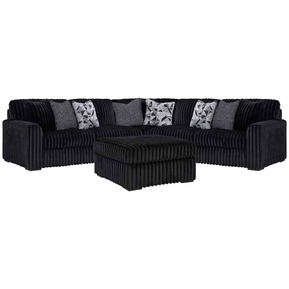 Midnight-Madness 3-Piece Sectional and Oversized Ottoman - Image 2