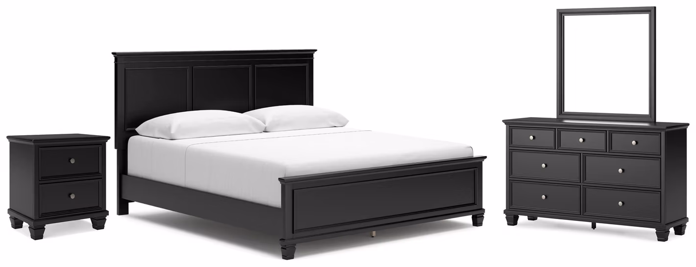b2039407ecd77766a217c109fa1c86e9 Lanolee King Panel Bed, Dresser, Mirror and Nightstand - Image 1
