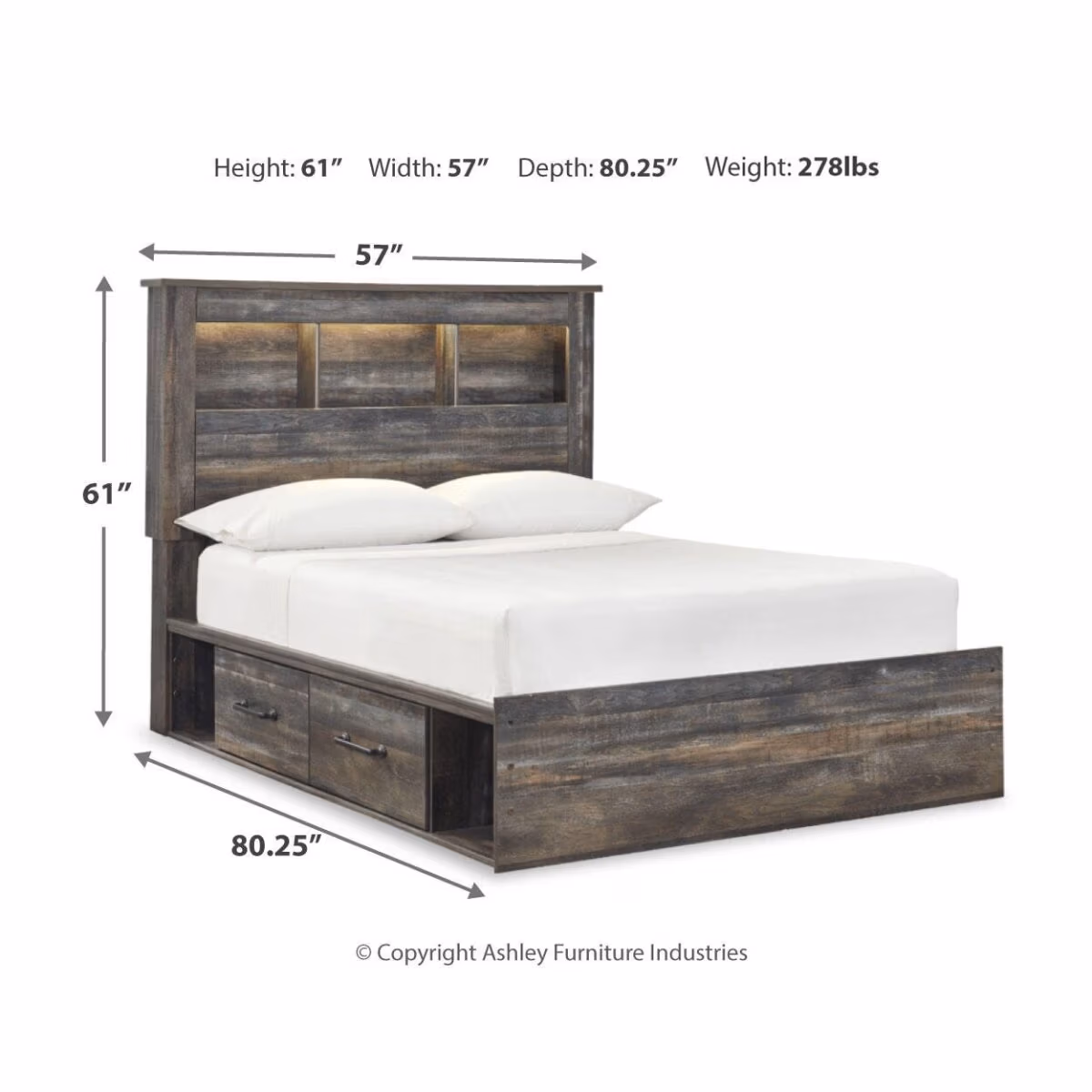 Drystan Full Bookcase Bed with 4 Storage Drawers - Image 4