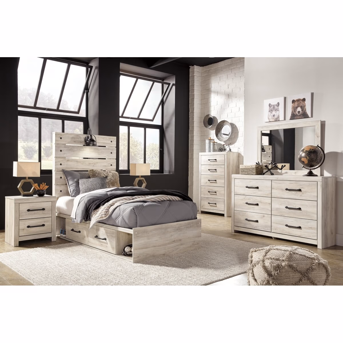 Cambeck Twin Panel Bed with 4 Storage Drawers - Image 7
