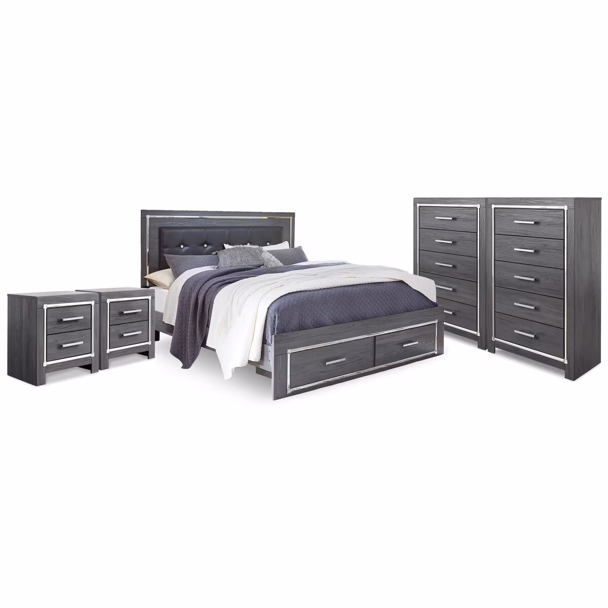 Lodanna King Storage Bed, 2 Chests and 2 Nightstands - Image 2