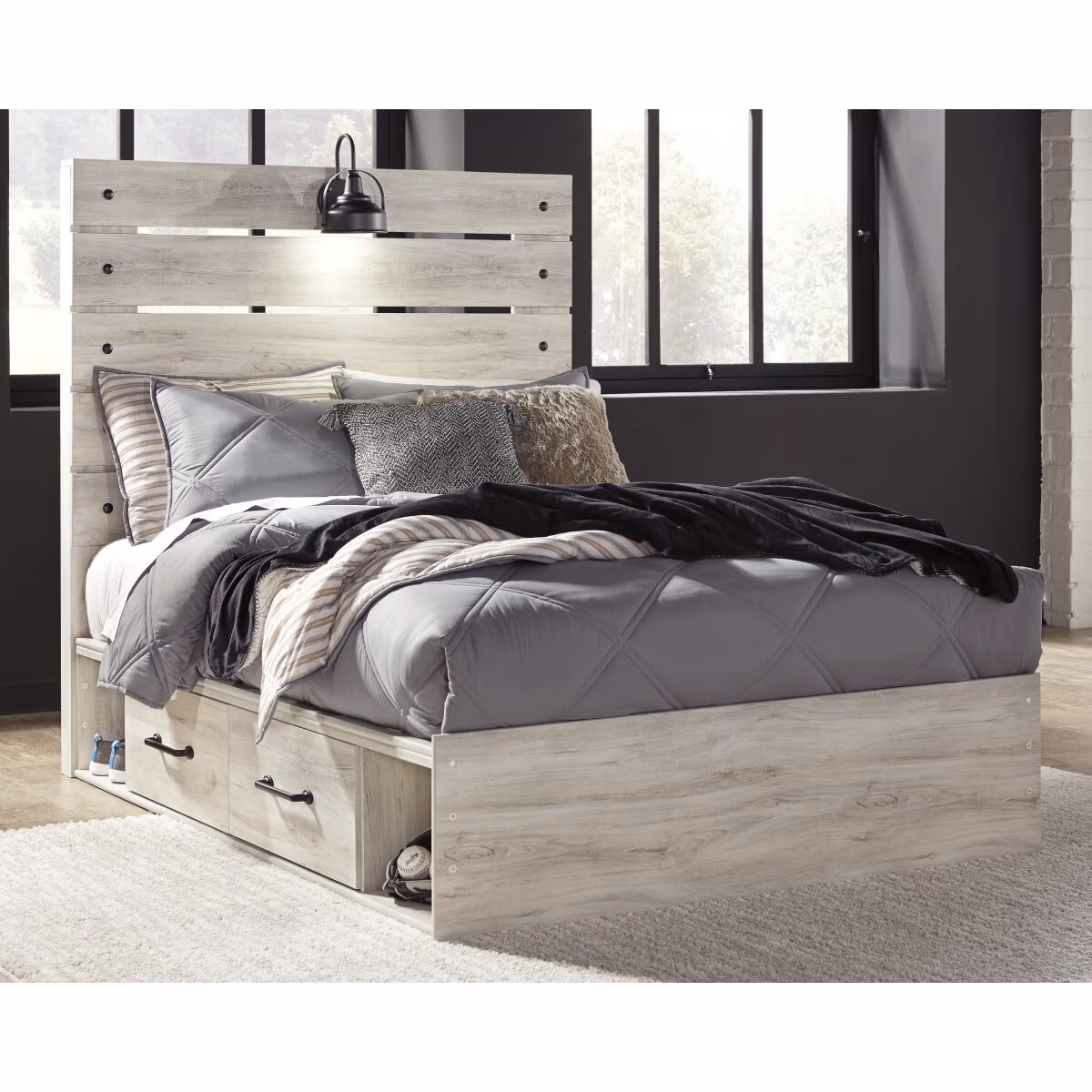 Cambeck Full Panel Bed with 2 Storage Drawers - Image 3