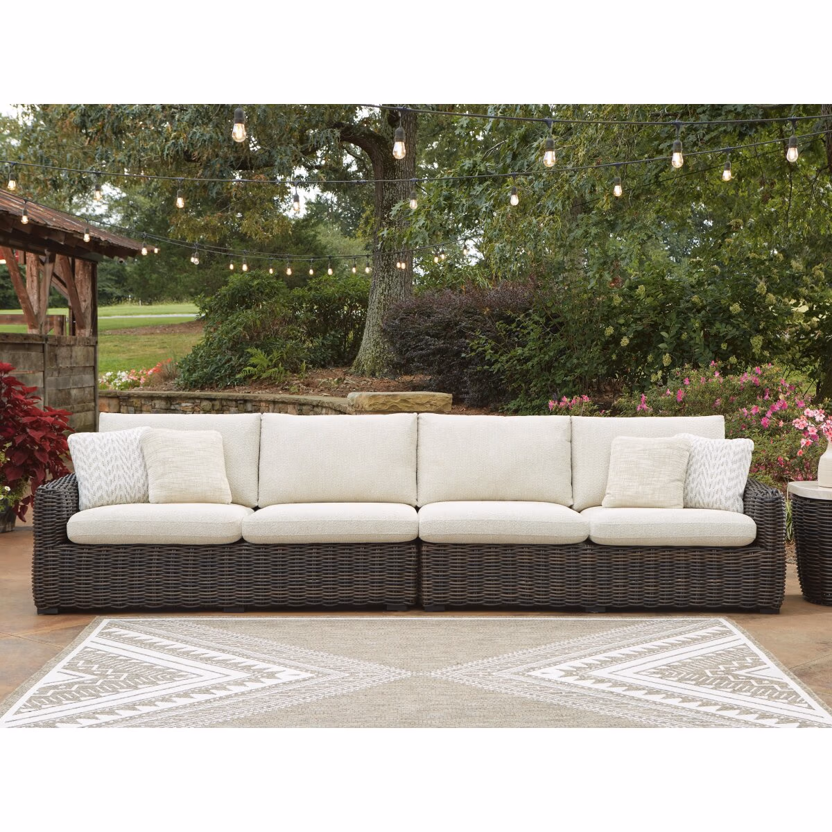 Kimora Outdoor Right and Left-arm Facing Loveseat with Cushion (Set of 2) - Image 3
