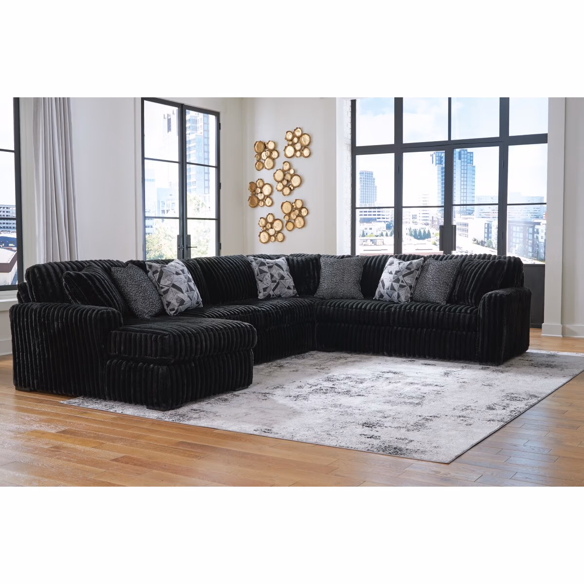 Midnight-Madness 4-Piece Sectional with Chaise - Image 3