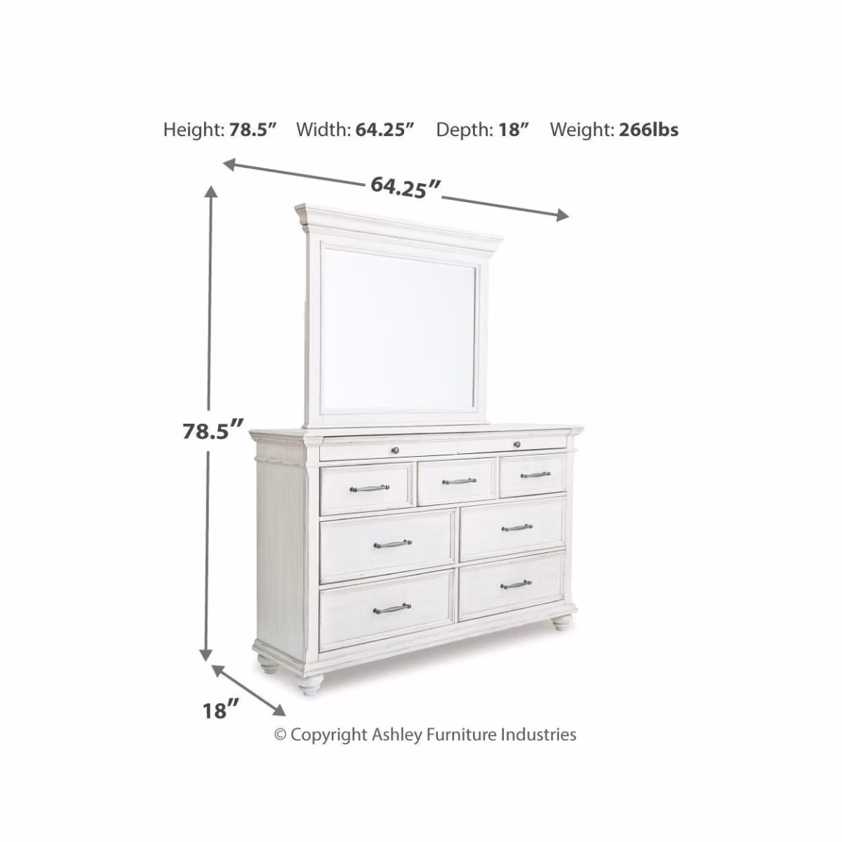 Kanwyn King Panel Bed, Dresser, Mirror and 2 Nightstands - Image 7