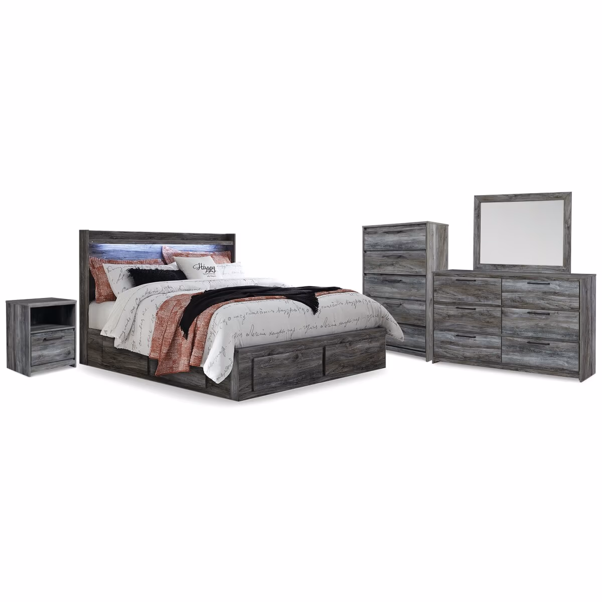 Baystorm King Storage Bed, Dresser, Mirror, Chest and Nightstand - Image 2