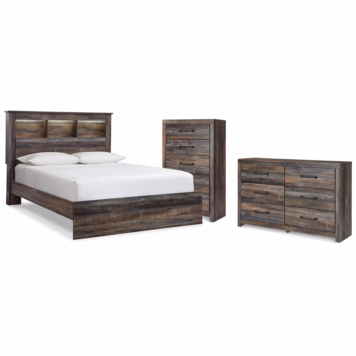 Drystan Queen Bookcase Bed, Dresser and Chest - Image 2