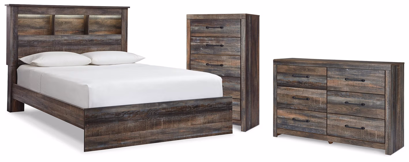 c8f54c111a275de596585000a576ec0b Drystan Queen Bookcase Bed, Dresser and Chest - Image 1