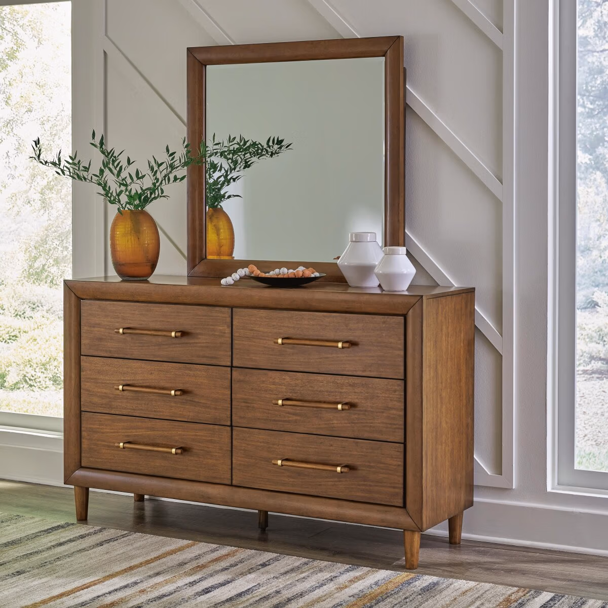 Lyncott Queen Upholstered Bed, Dresser, Mirror and Nightstand - Image 12