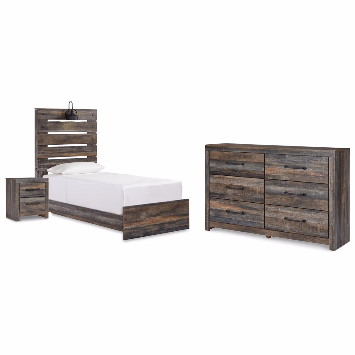 Drystan Twin Panel Bed with Storage, Dresser and Nightstand - Image 2