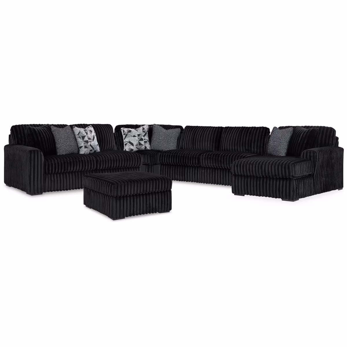 Midnight-Madness 4-Piece Sectional and Oversized Accent Ottoman - Image 2