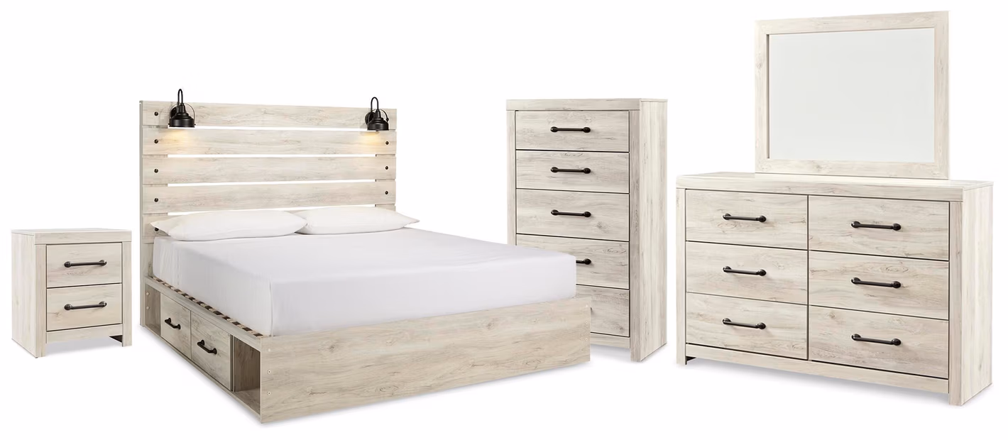 d3729a6d1cafb0bca4914ec01d3909eb Cambeck King Panel Storage Bed, Dresser, Mirror, Chest and Nightstand - Image 1