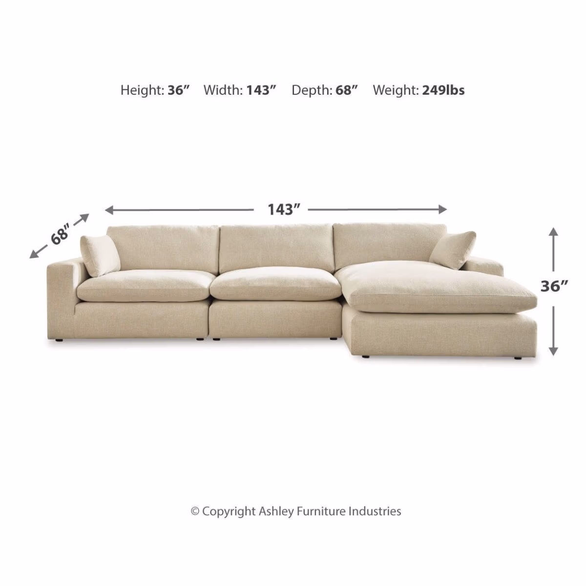 Elyza 3-Piece Sectional with Chaise - Image 5