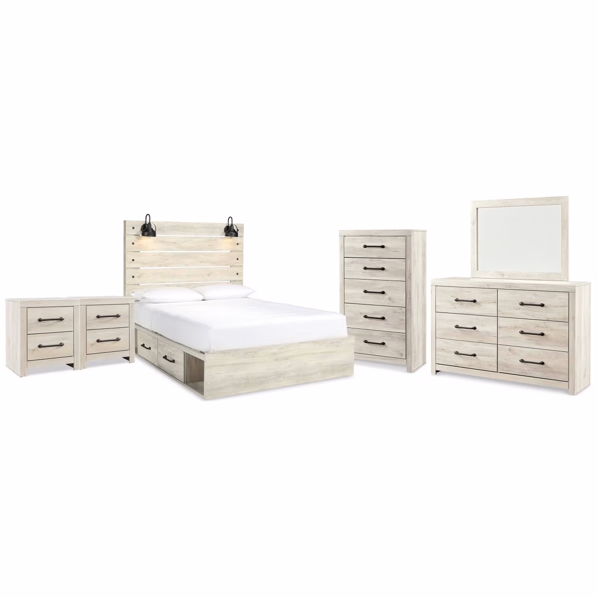 Cambeck Queen Panel Bed with Storage, Dresser, Mirror, Chest and 2 Nightstands - Image 2