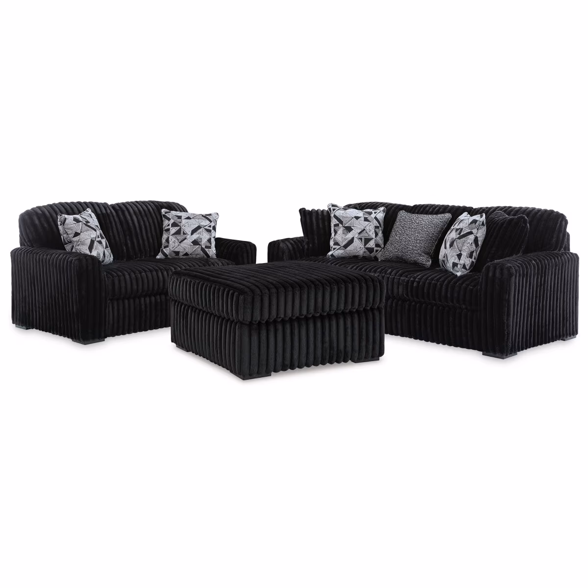 Midnight-Madness Sofa, Loveseat and Oversized Ottoman - Image 2