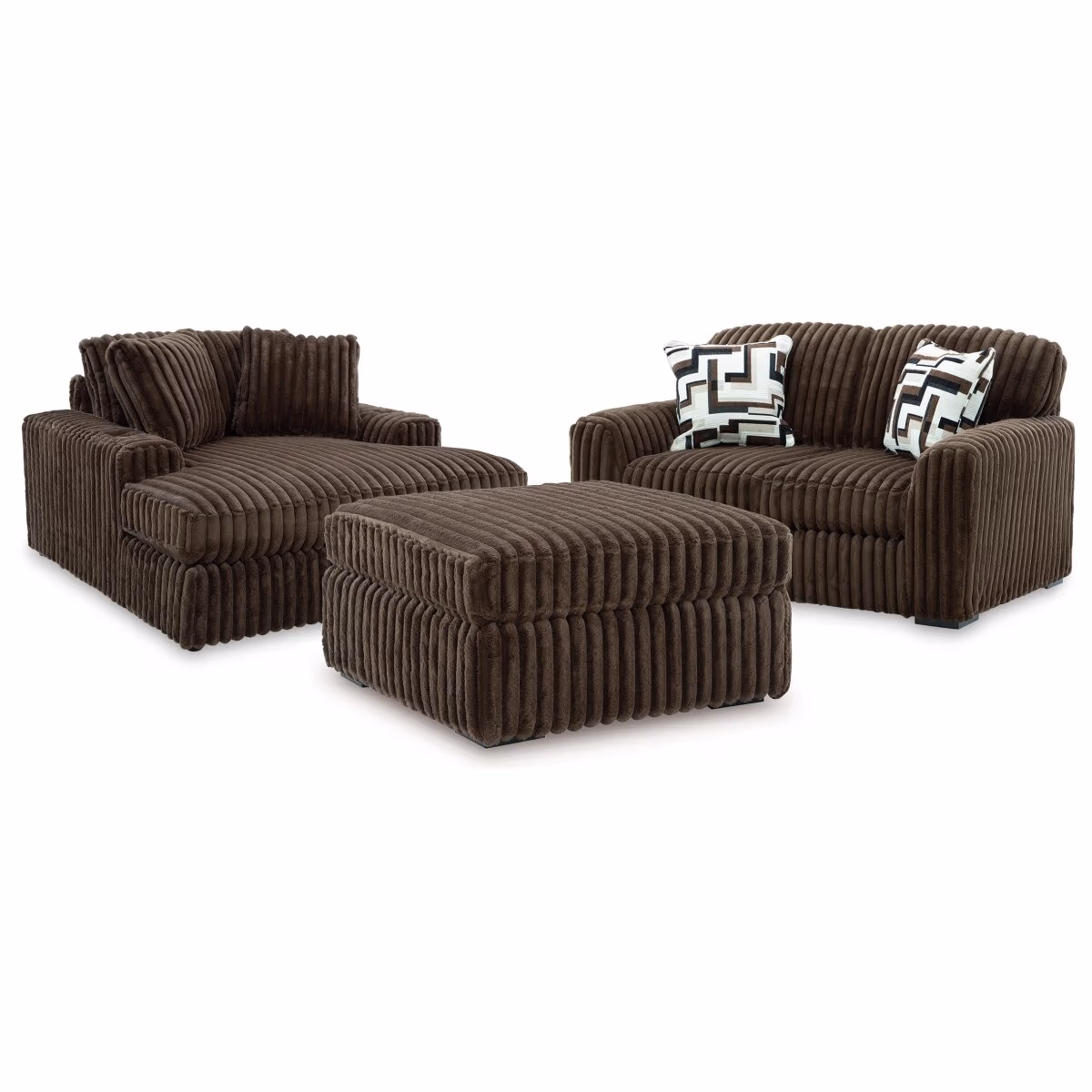 Midnight-Madness Loveseat, Oversized Chaise and Ottoman - Image 2