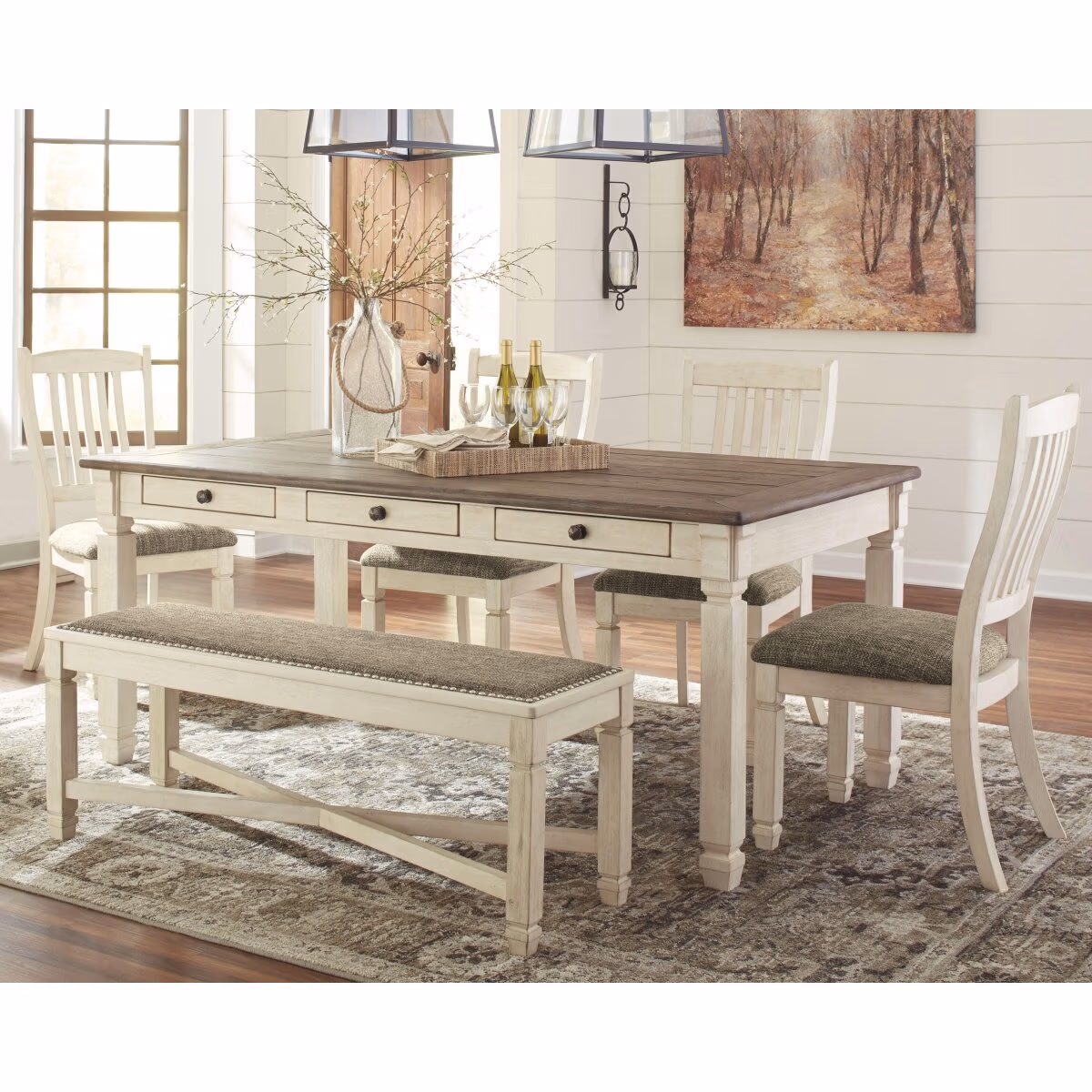 Bolanburg Dining Table with 4 Chairs and Bench - Image 2