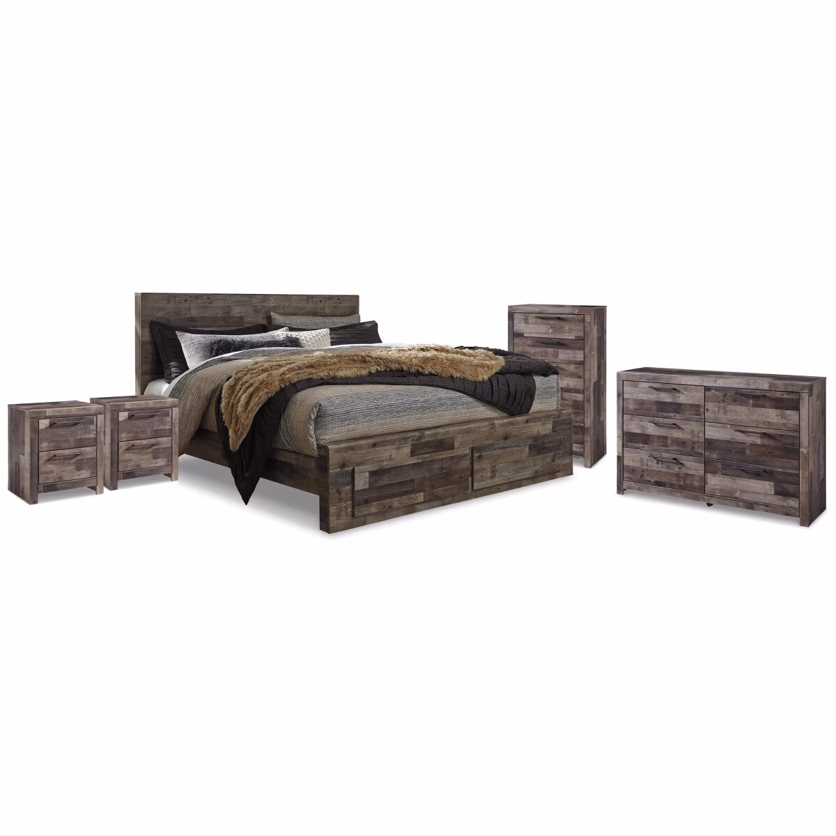 Derekson King Storage Bed, Dresser, Chest and 2 Nightstands - Image 2