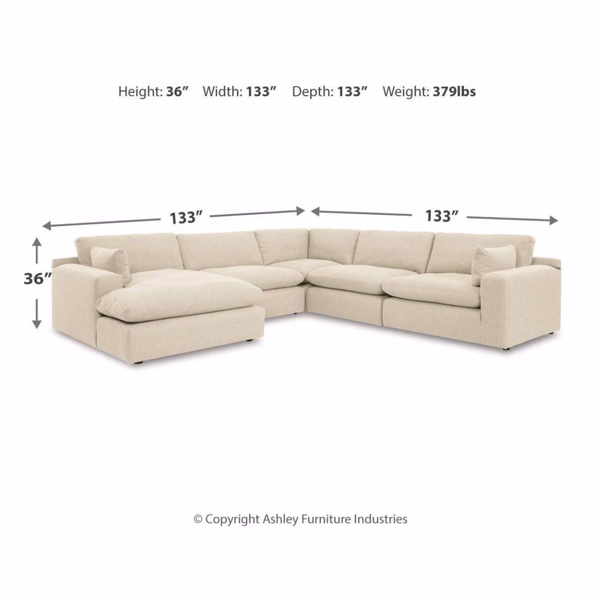Elyza 5-Piece Sectional with Chaise - Image 4