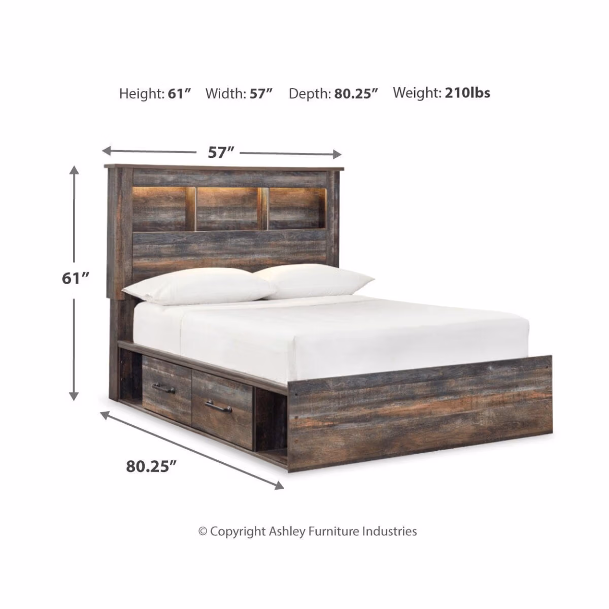 Drystan Full Bookcase Bed with 2 Storage Drawers - Image 4
