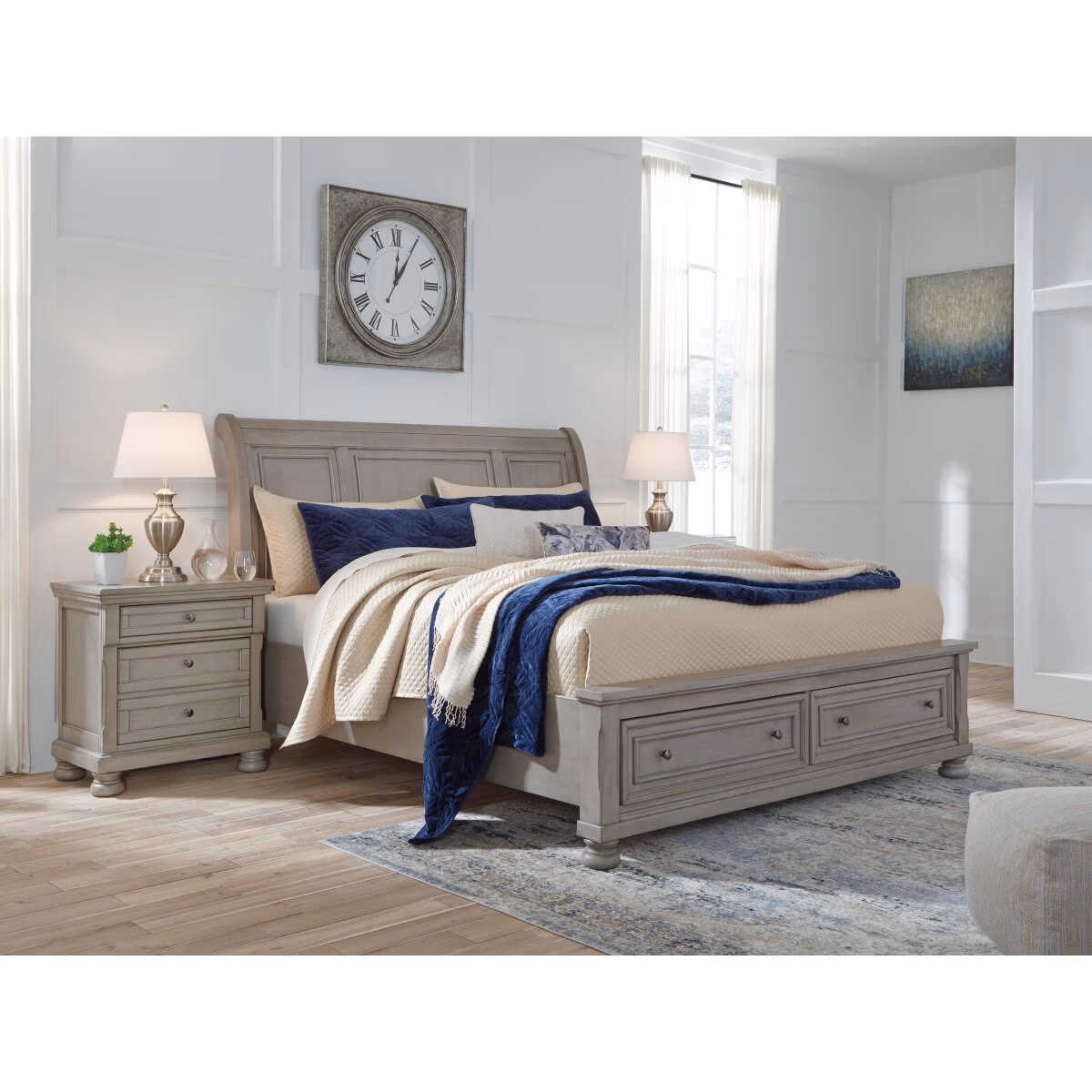 Lettner Queen Sleigh Bed with 2 Storage Drawers - Image 3