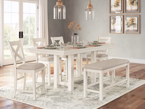 Robbinsdale Counter Height Dining Table, 4 Barstools and Bench - Image 3