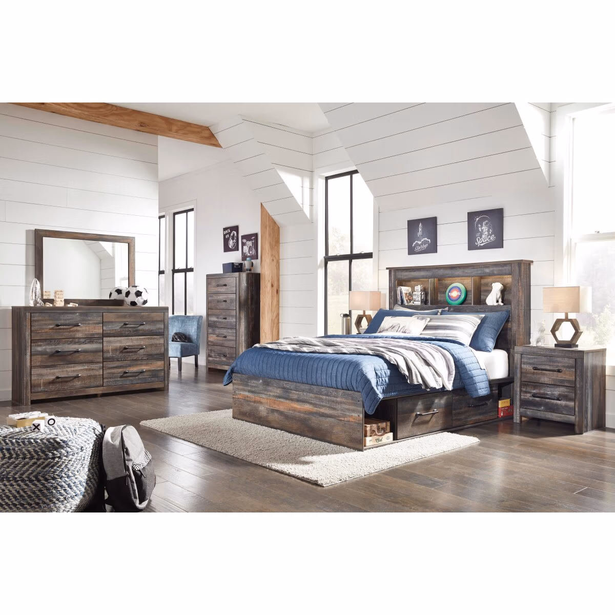 Drystan Full Bookcase Bed with 2 Storage Drawers - Image 5