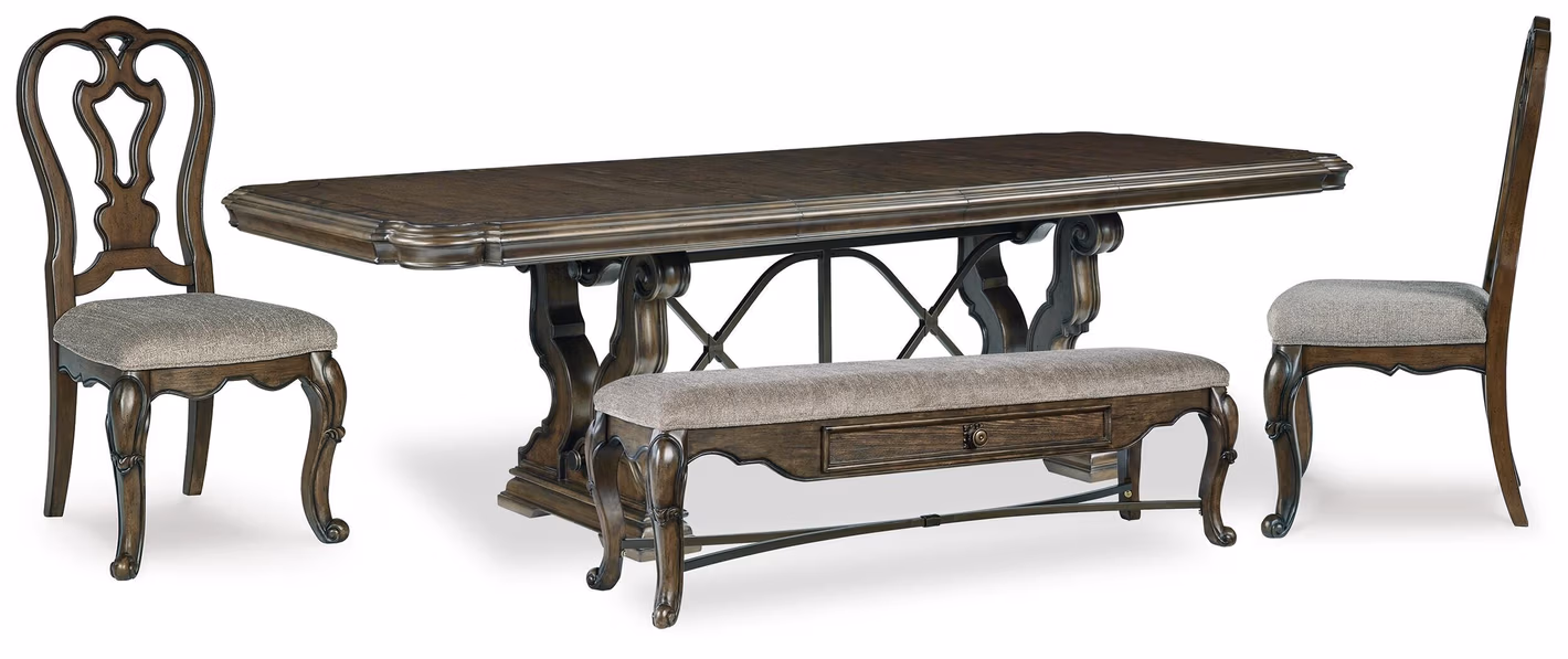 Maylee Dining Table, 2 Chairs and Bench