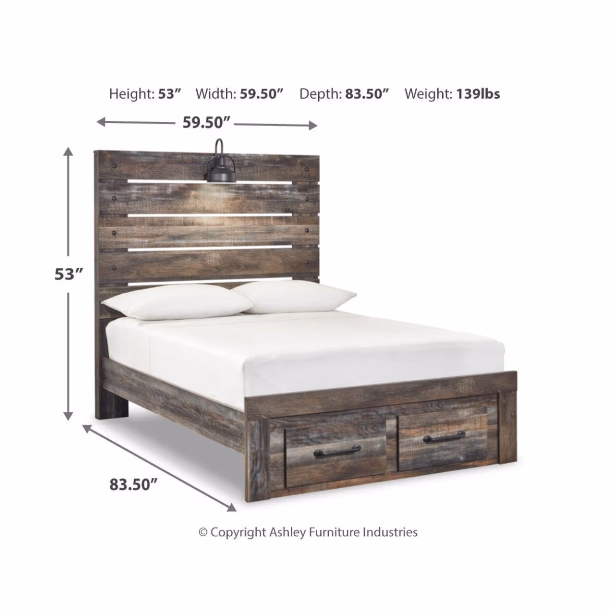 Drystan Full Panel Bed with 2 Storage Drawers - Image 4